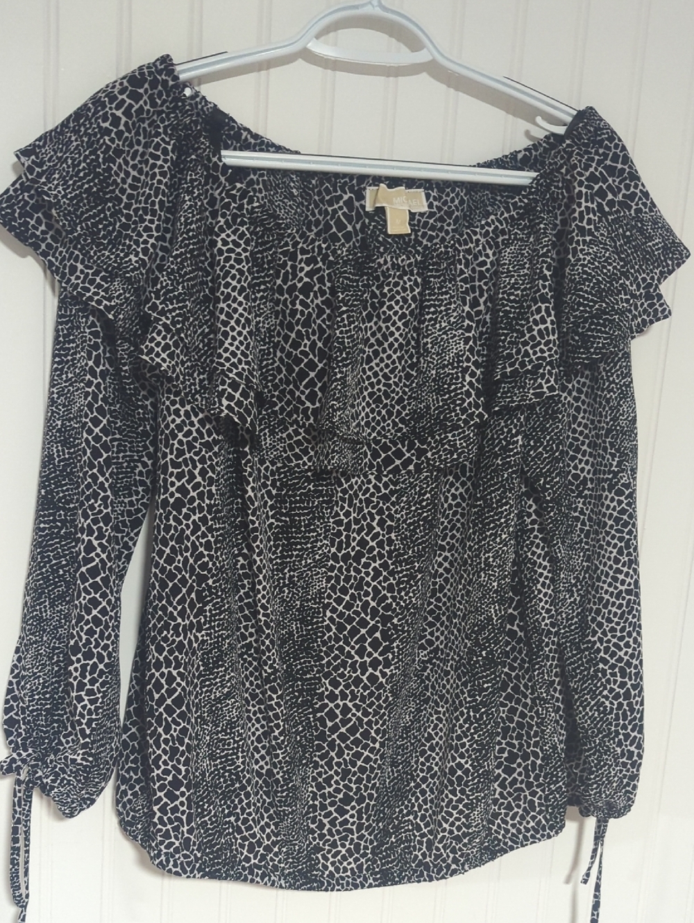 Michael Kors Animal Print Off-Shoulder Blouse